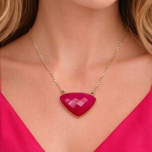 Sonya Renee Lee Red Chalcedony Necklace 16 in 14K Gold Filled Modernist Design